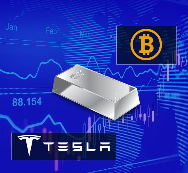 Bitcoin, Tesla, Silver