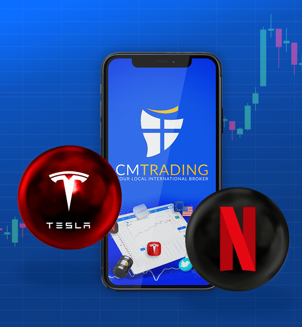 Online Share Trading Netflix and Tesla earnings. This image is related to an online trading article about Netflix and Tesla earnings,